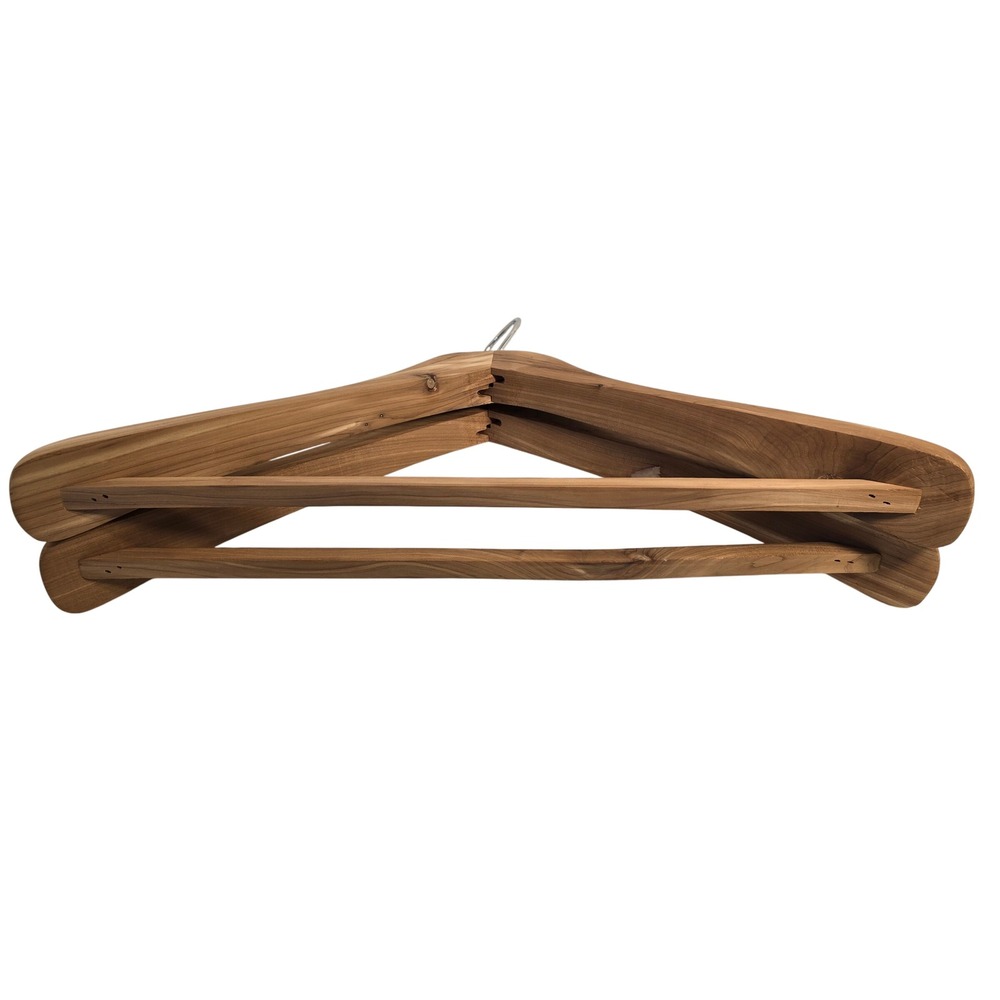 Set of 2 Wide Shoulder Wooden Suit Hangers Natural Wood Heavy Duty Coat Hangers - Picture 7 of 7